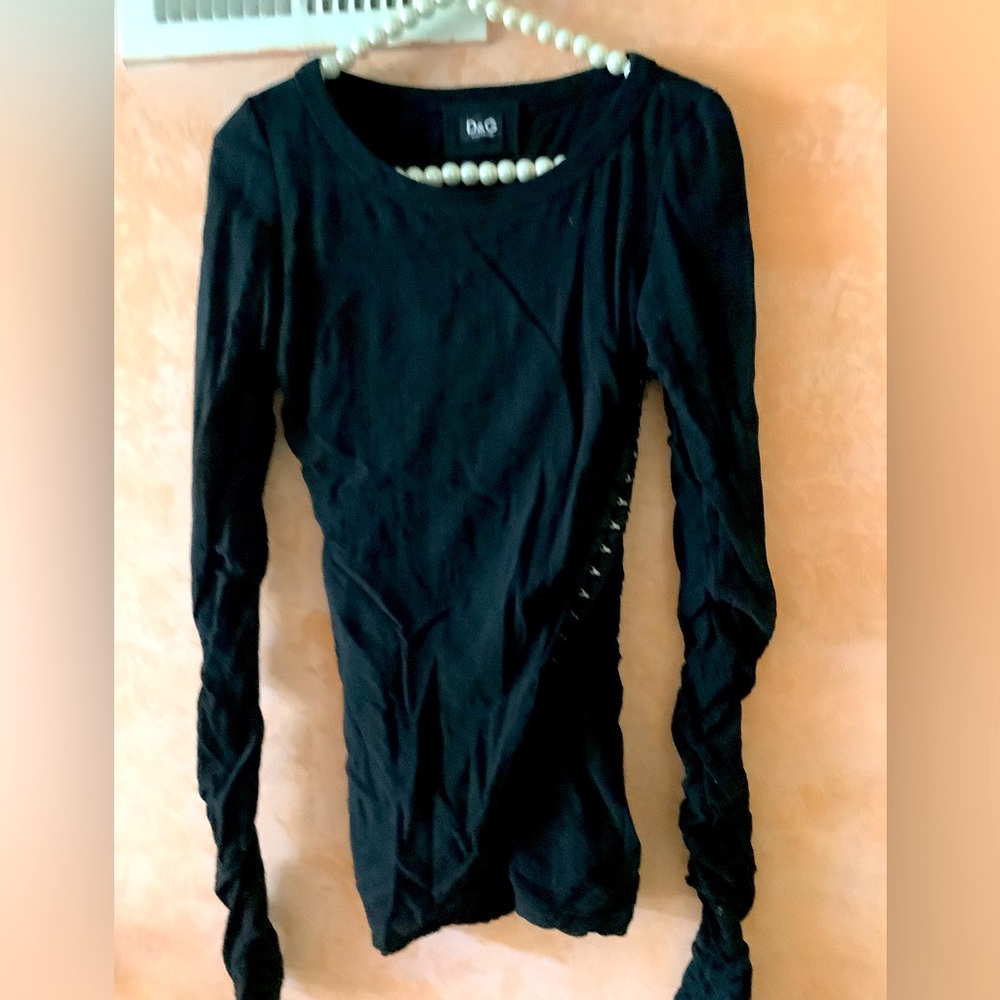 Authentic Dolce and Gabbana made in Italy long sleeve elegant sheer fancy top bo
